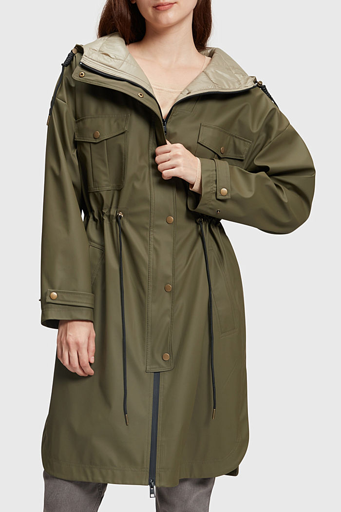 Padded raincoat, KHAKI GREEN, detail-asia image number 0