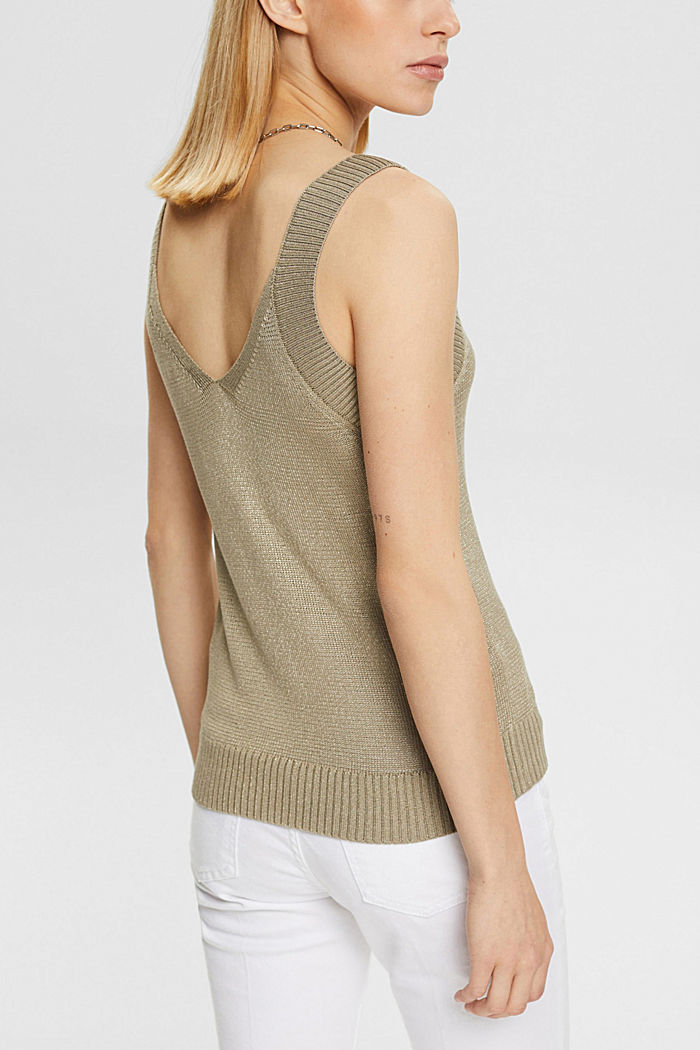 Glittering sleeveless jumper, PALE KHAKI, detail-asia image number 1