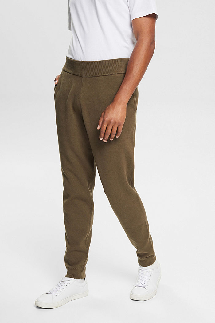 Knit tracksuit bottoms, KHAKI GREEN, overview-asia