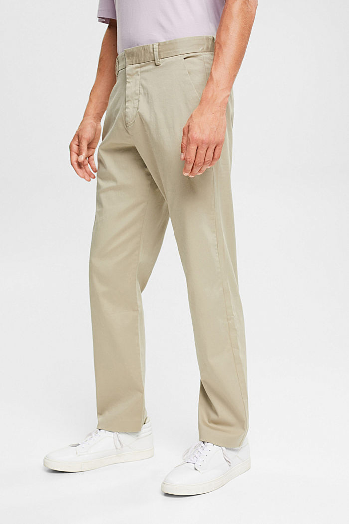 Containing TENCEL™: chinos, BEIGE, detail-asia image number 0