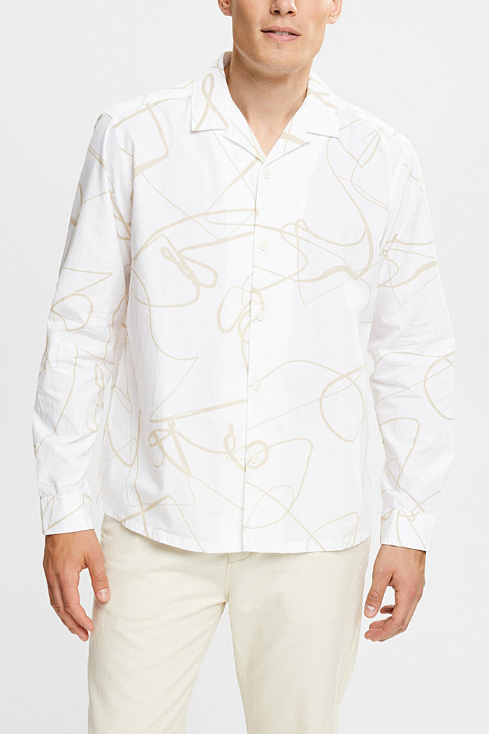 Shirt with a pattern, WHITE, detail-asia image number 0