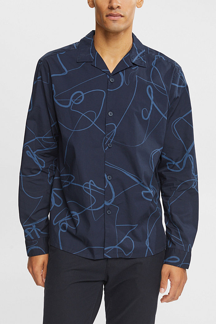 Shirt with a pattern, NAVY, detail-asia image number 0