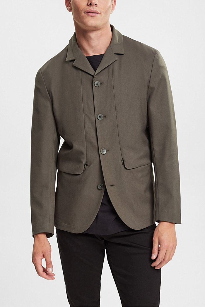 Made of recycled material: breathable tailored jacket, DARK KHAKI, detail-asia image number 0