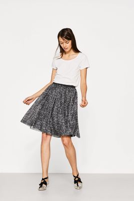 Esprit - Airy, lightweight skirt with shiny print at our Online Shop