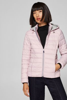 edc Lightweight quilted jacket with a jersey hood at our Online Shop