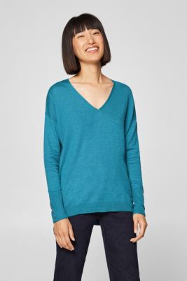 edc - Loose-fitting V-neck jumper containing organic cotton at our ...