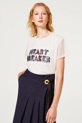 edc - Mesh T-shirt with a sequin statement