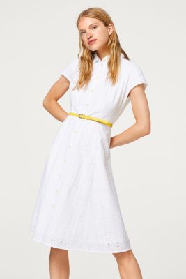  Esprit  Shirt  dress  with broderie anglaise 100 cotton 