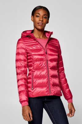 Esprit - Ultra lightweight down jacket with a hood at our Online Shop