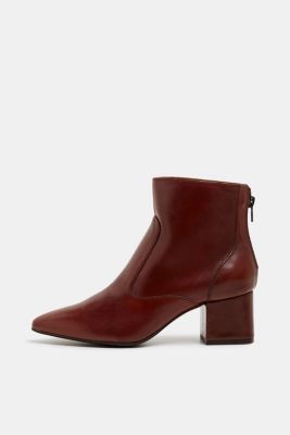 block heel boots brown leather