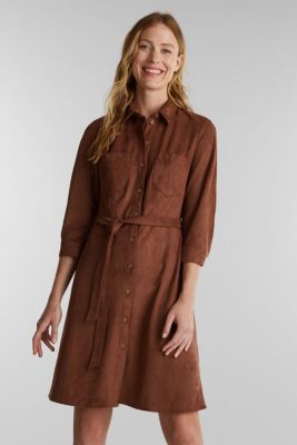 Kleid Veloursleder Optik Braun