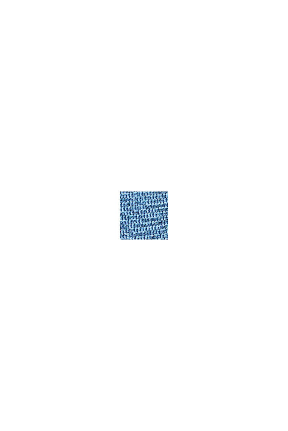 Langærmet shirt med lille vaffelmønster, BLUE, swatch