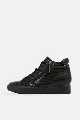 all black wedge trainers