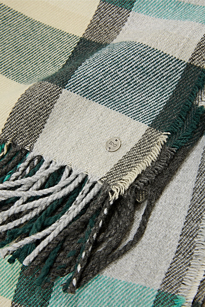 Recycled: woven scarf with check pattern, BEIGE, detail image number 2