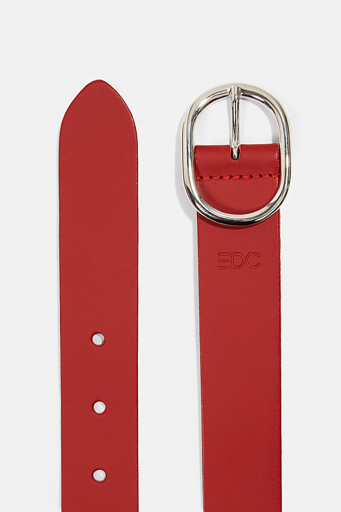 Cintura in pelle con fibbia rotonda, DARK RED, detail image number 1
