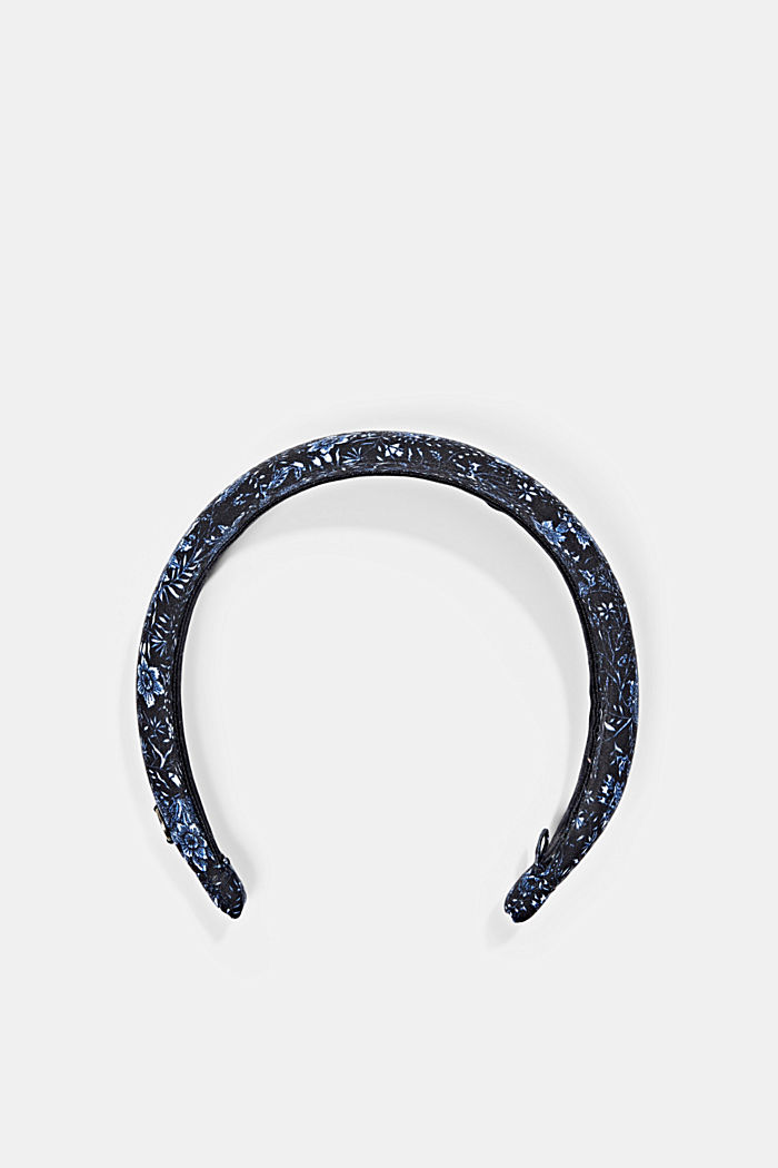 Hairband with a floral pattern, organic cotton, NAVY, overview