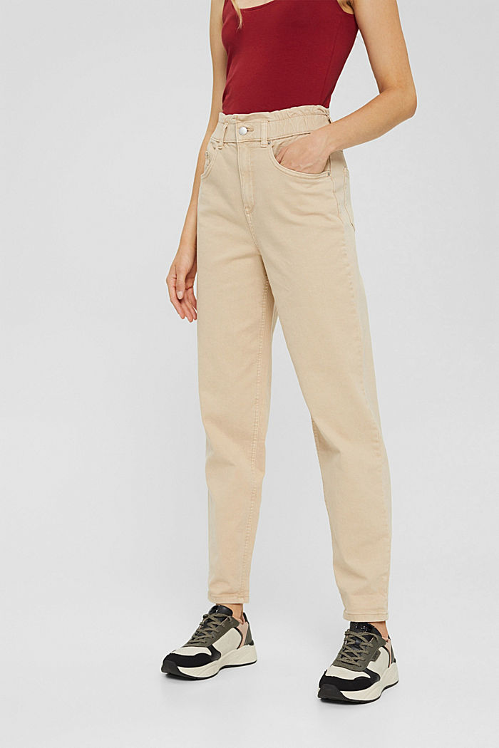 Trousers with high elasticated waistband, organic cotton