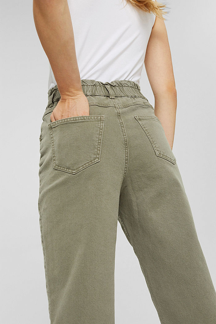 Pantaloni a vita alta con elastico, cotone biologico, LIGHT KHAKI, detail image number 5