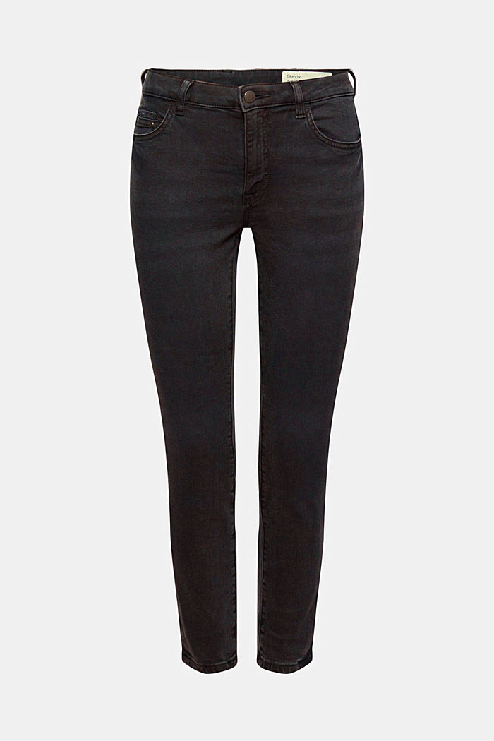Stretch jeans made of blended organic cotton, BLACK DARK WASHED, overview