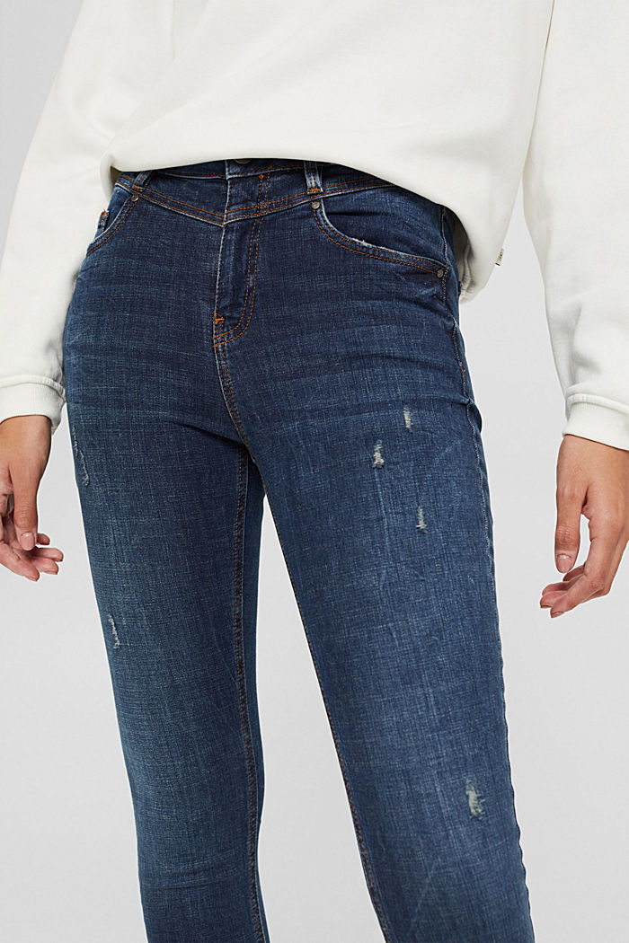 Ankle-length jeans in a vintage look, organic cotton, BLUE DARK WASHED, detail image number 2