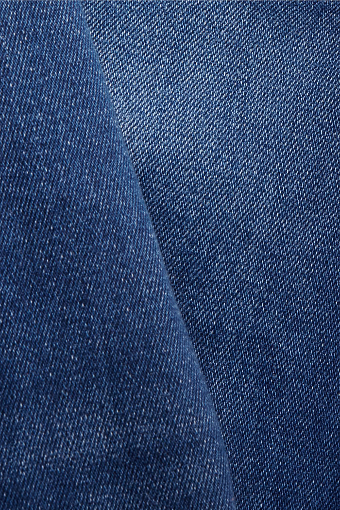 Jean Skinny au look destroy, coton bio, BLUE DARK WASHED, detail image number 4