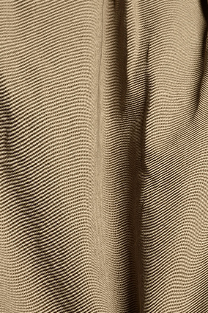 Pantalon paperbag ceinturé, coton Pima, LIGHT KHAKI, detail image number 4