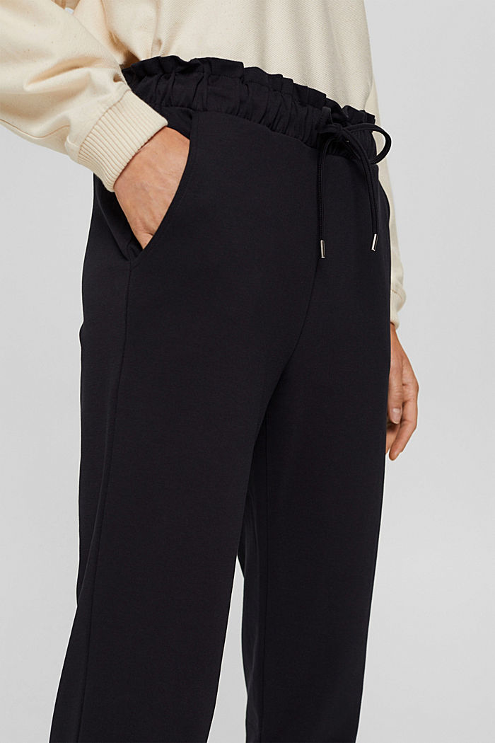 Pantalon en maille piquée à taille élastique, coton biologique, BLACK, detail image number 2