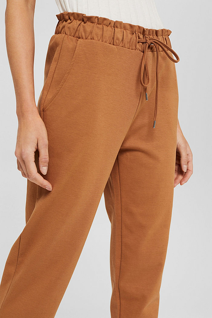 Piqué trousers with an elasticated waistband, organic cotton, BARK, detail image number 2