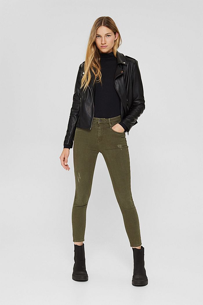 Cropped trousers with vintage details, DARK KHAKI, detail image number 1