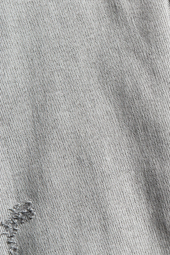 Cropped stretchjeans met splitjes in de zoom, BLACK BLEACHED, detail image number 4