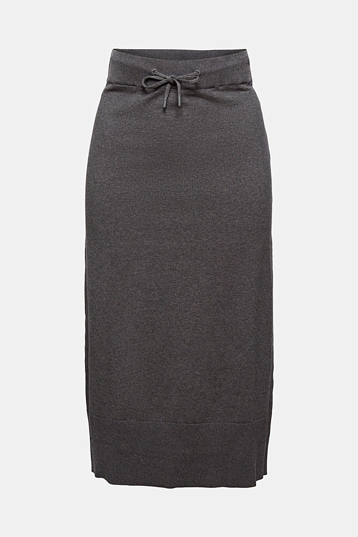 Fine knit midi skirt, 100% cotton, ANTHRACITE, detail image number 6