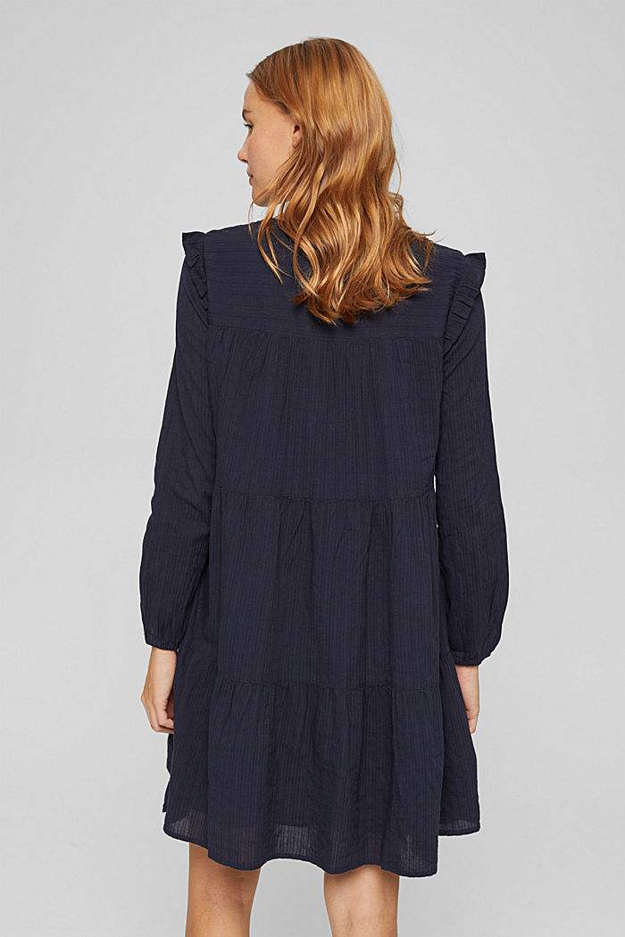 Flounce dress in an A-line design with woven stripes, NAVY, detail image number 2