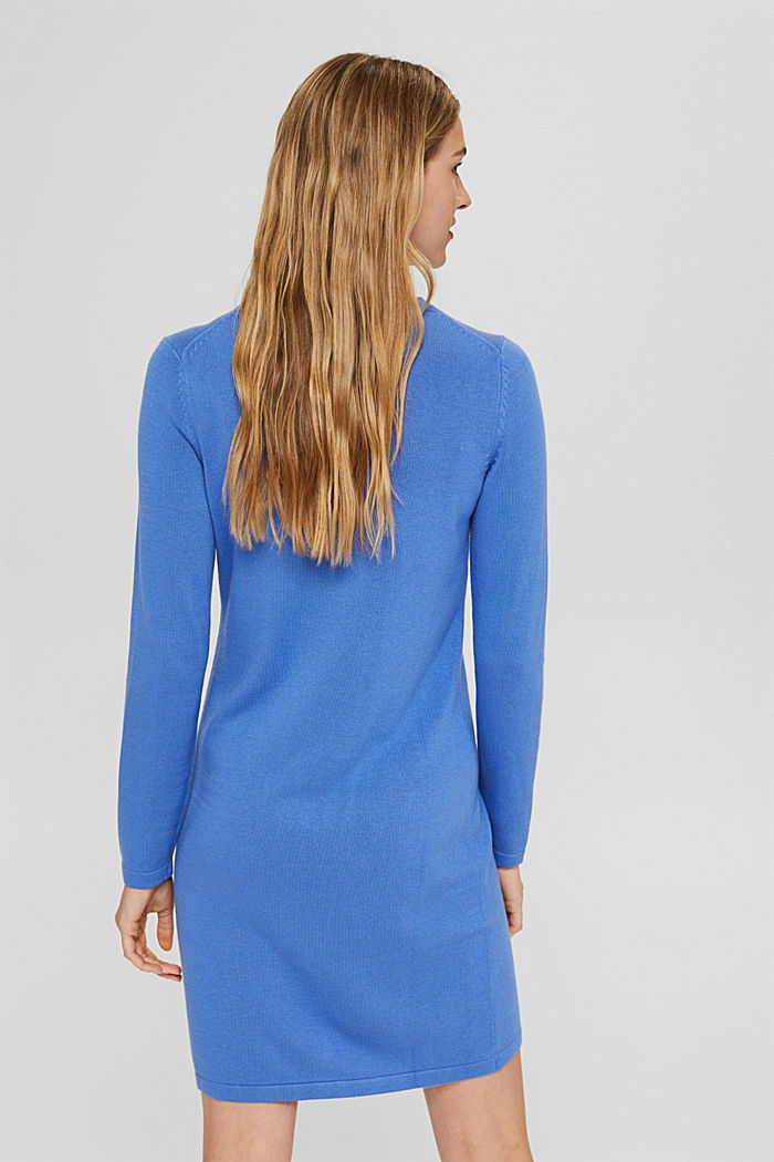 Gebreide basic jurk van een mix met biologisch katoen, BRIGHT BLUE, detail image number 2