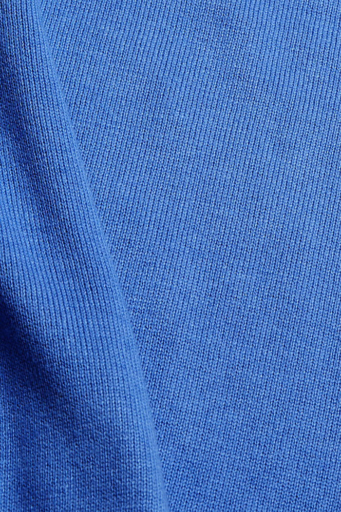 Gebreide basic jurk van een mix met biologisch katoen, BRIGHT BLUE, detail image number 4