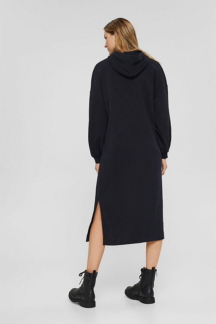 Hooded sweatshirt dress in an organic cotton blend, BLACK, detail image number 2
