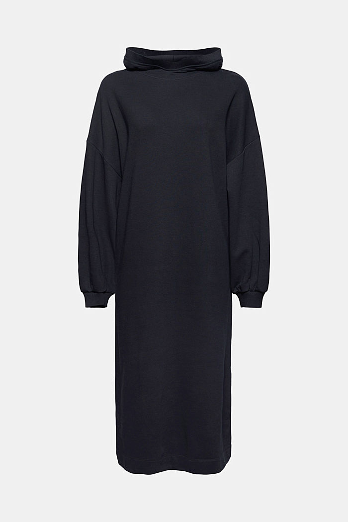 Hooded sweatshirt dress in an organic cotton blend, BLACK, detail image number 6