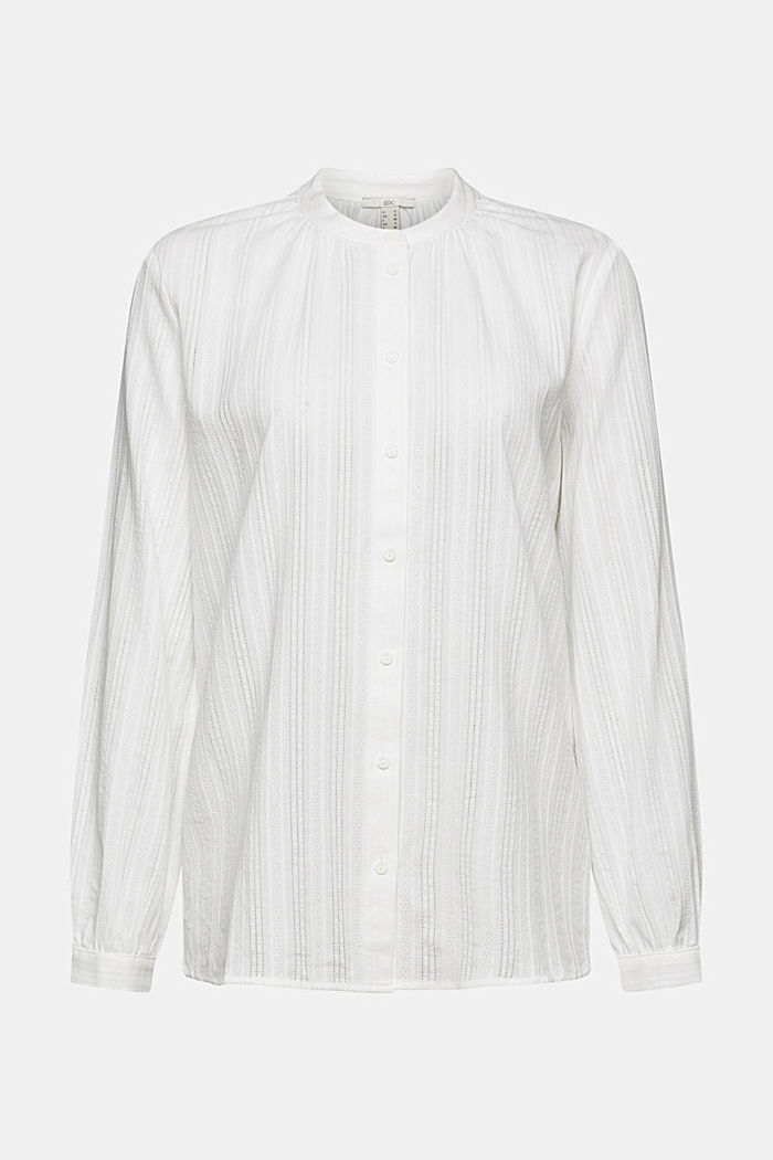 Blouse with semi-sheer texture