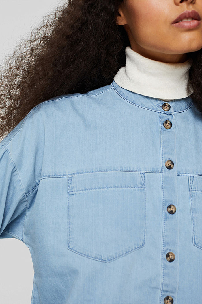 Lightweight denim blouse made of 100% cotton, BLUE MEDIUM WASHED, detail image number 2