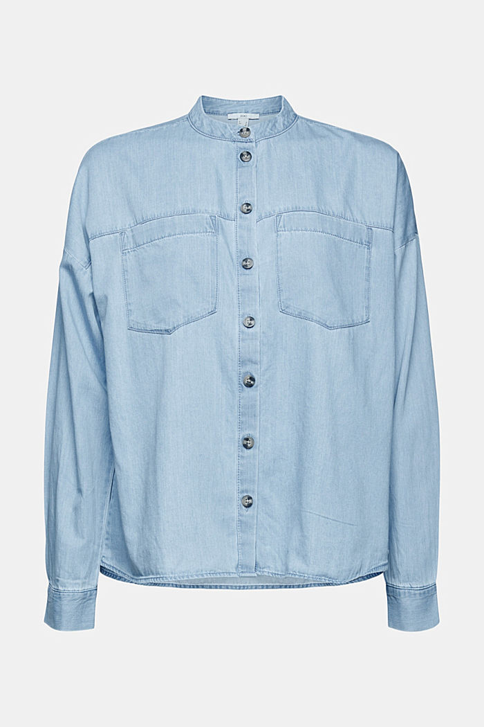 Lightweight denim blouse made of 100% cotton, BLUE MEDIUM WASHED, overview