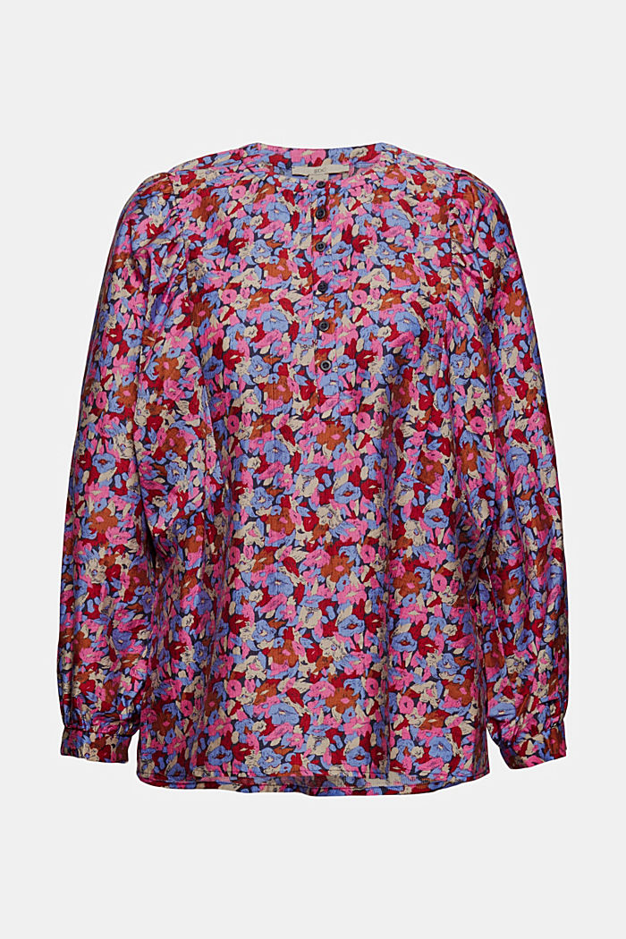 TENCEL™-mix: gebloemde blouse met mouwen met statement, NAVY, detail image number 5