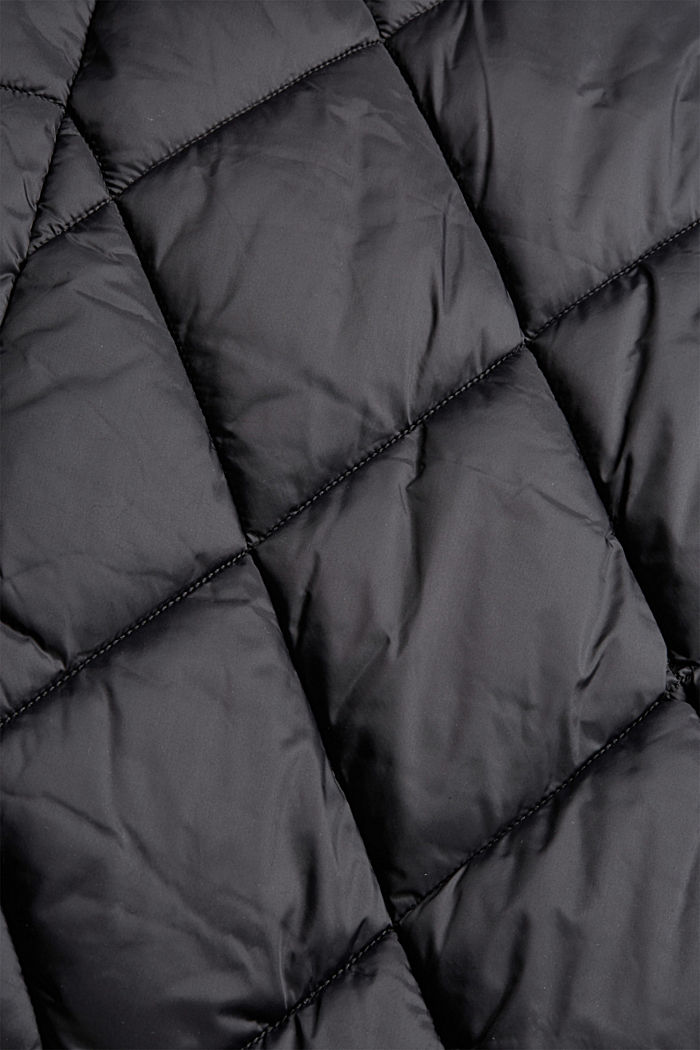 In materiale riciclato: giacca impunturata con cappuccio, BLACK, detail image number 4