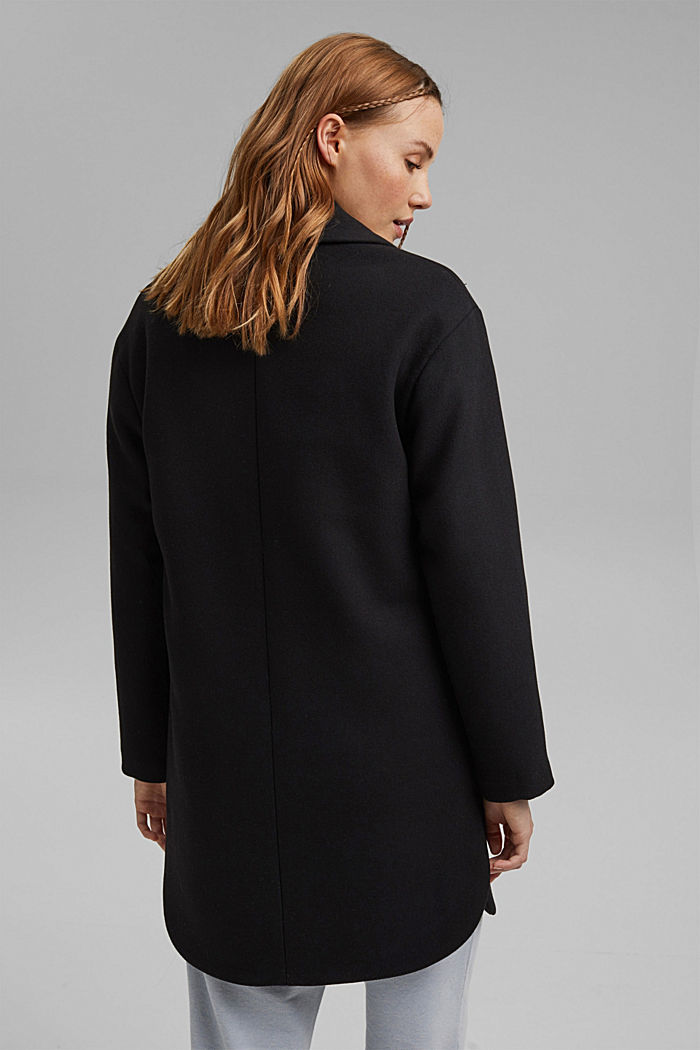 En laine mélangée. Manteau blazer à col châle, BLACK, detail image number 3