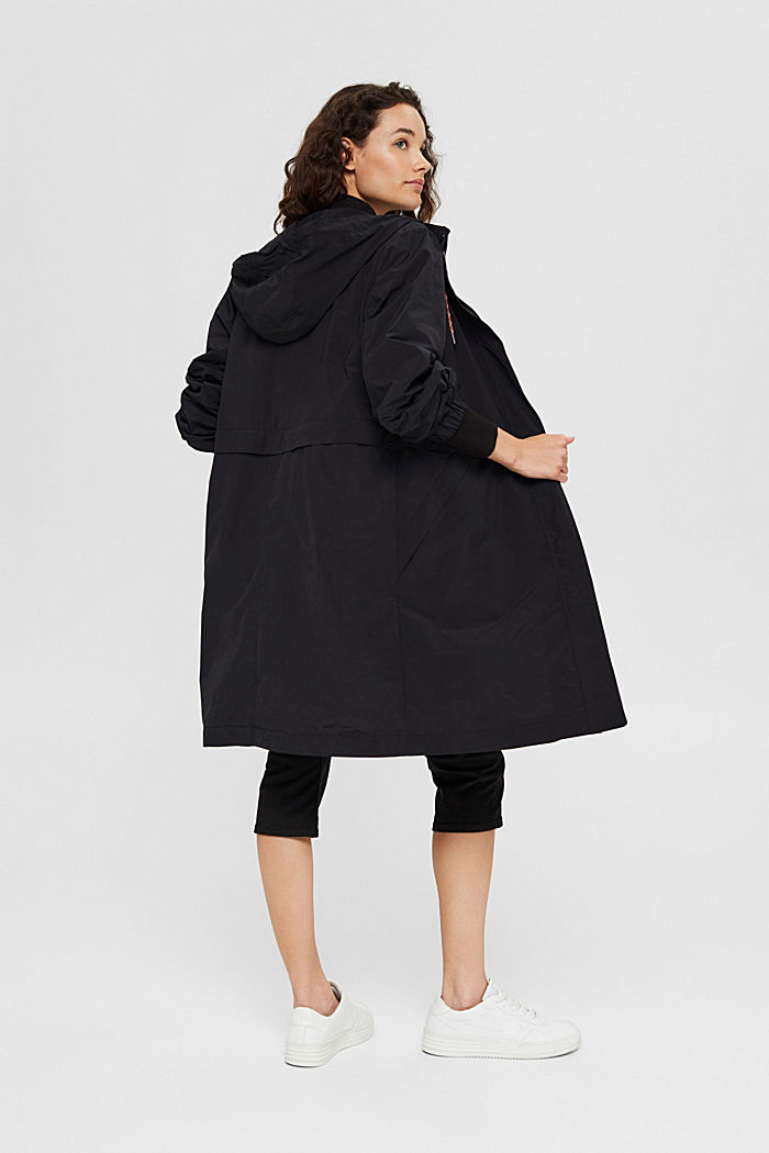 Lightweight coat with detachable fleece inlay, BLACK, detail image number 3