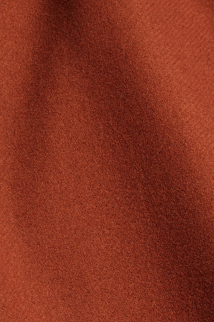 Gerecycled: mantel met sjaalkraag, van een wolmix, CINNAMON, detail image number 4
