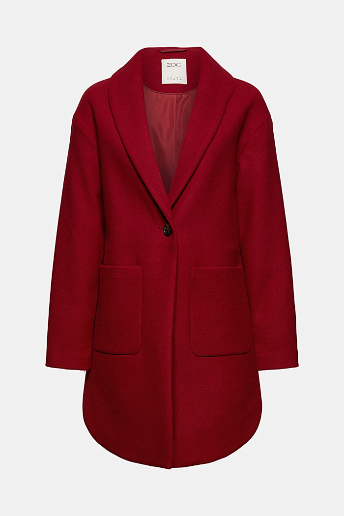 En matière recyclée : le manteau en laine mélangée, DARK RED, detail image number 7