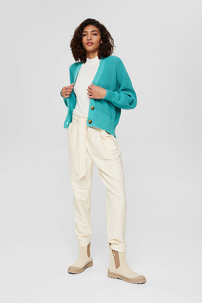 Short cardigan made of 100% organic cotton, AQUA GREEN, detail image number 1