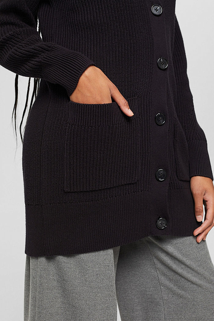 Long cardigan chiné en 100 % coton, BLACK, detail image number 2