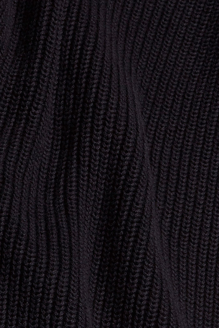 Mottled long cardigan made of 100% cotton, BLACK, detail image number 4