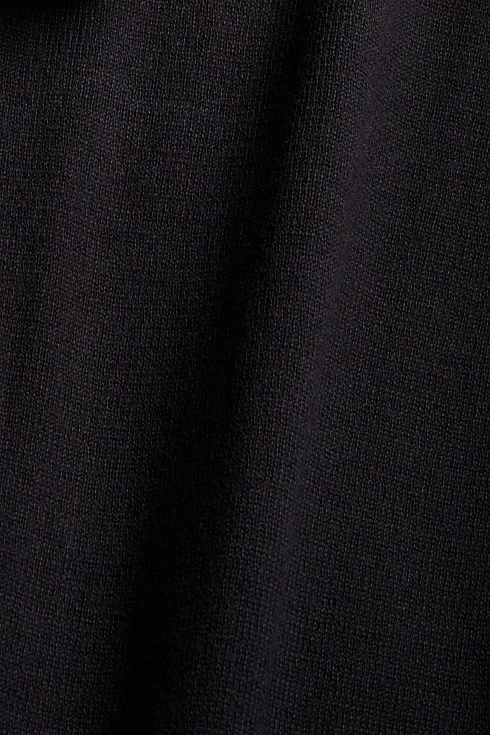 Hupullinen hienoneuletakki, 100 % puuvillaa, BLACK, detail image number 4