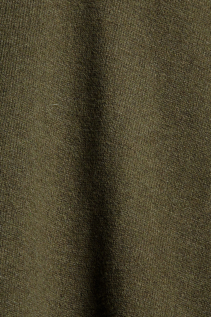 Fine knit cardigan with a hood, 100% cotton, DARK KHAKI, detail image number 4